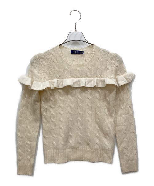 POLO RALPH LAUREN（ポロ・ラルフローレン）POLO RALPH LAUREN (ポロ・ラルフローレン) ウールカシミヤフリルニット ホワイト サイズ:SIZE XSの古着・服飾アイテム