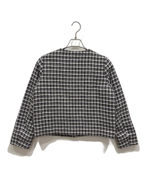 LE CERCLE par rope'（ル セルクル パー ロペ）LE CERCLE par rope' (ル セルクル パー ロペ) ツイードショート丈 ノーカラージャケット ホワイト サイズ:Ⅿの古着・服飾アイテム