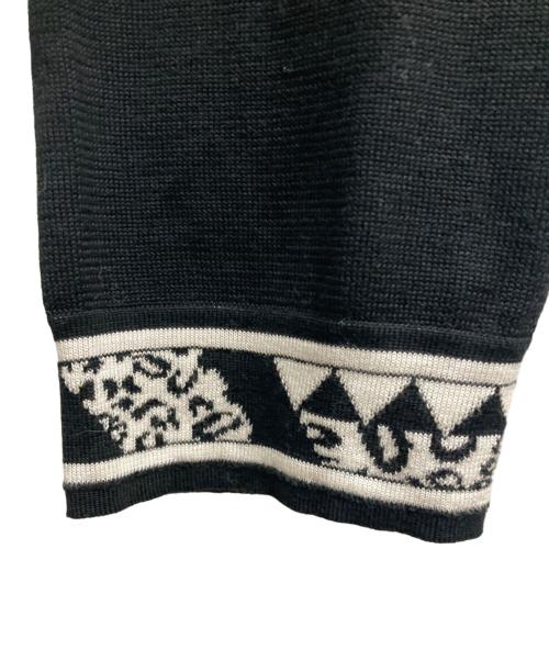 LEONARD（レオナール）LEONARD (レオナール) 総柄ジップニット ブラック×ホワイト サイズ:SIZE LLの古着・服飾アイテム