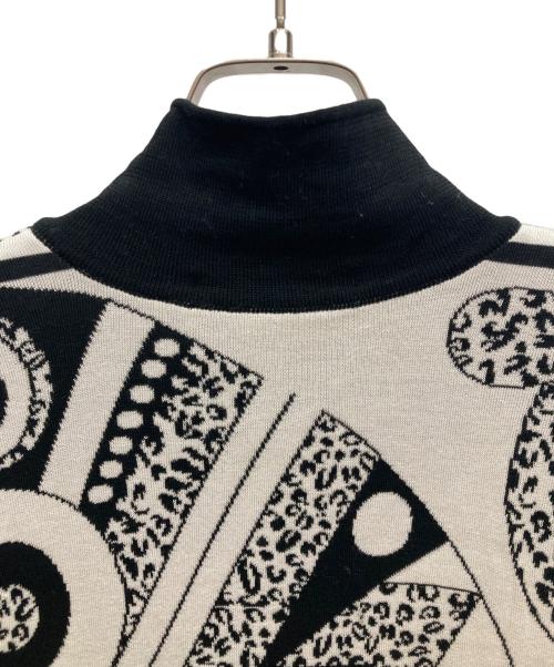 LEONARD（レオナール）LEONARD (レオナール) 総柄ジップニット ブラック×ホワイト サイズ:SIZE LLの古着・服飾アイテム