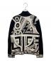 LEONARD (レオナール) 総柄ジップニット ブラック×ホワイト サイズ:SIZE LL：4500円