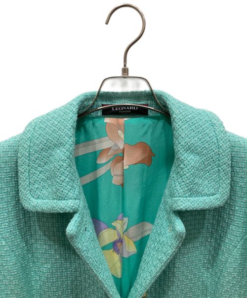 LEONARD（レオナール）LEONARD (レオナール) 金釦ツイードコート グリーン サイズ:40の古着・服飾アイテム