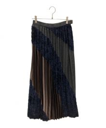 KOLOR（カラー）の古着「マルチパネルプリーツスカート」｜ブラウン×ネイビー