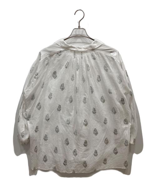 ne quittez pas（ヌキテパ）ne quittez pas (ヌキテパ) コットンボイル ホイル フラワープリント ブラウス ホワイト サイズ:-の古着・服飾アイテム