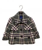 BURBERRY BLUE LABELバーバリーロンドンブルーレーベル）の古着「チェックショートコート」｜グレー×パープル