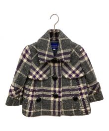 BURBERRY BLUE LABEL（バーバリー ブルー レーベル）の古着「チェックショートコート」｜グレー×パープル