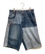 pellepelleペレペレ）の古着「パッチワークデニムハーフパンツ」｜インディゴ