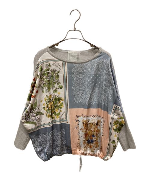 BEARDSLEY（ビアズリー）BEARDSLEY (ビアズリー) フロントスカーフ柄ニット グレーの古着・服飾アイテム