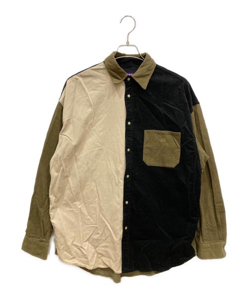 THE NORTHFACE PURPLELABEL（ザ・ノースフェイス パープルレーベル）THE NORTHFACE PURPLELABEL (ザ・ノースフェイス パープルレーベル) Organic Cotton Corduroy Panel Big Shirt オリーブ サイズ:SIZE Mの古着・服飾アイテム