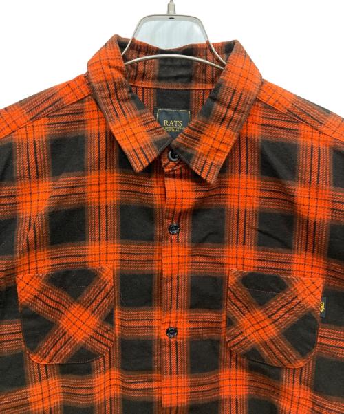 RATS（ラッツ）RATS (ラッツ) PRINT FLANNEL CHECK SHIRT オレンジ×ブラック サイズ:Ⅿの古着・服飾アイテム