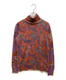 ETRO（エトロ）の古着「カシミヤブレンドタートルネックニット」｜ブラウン×パープル