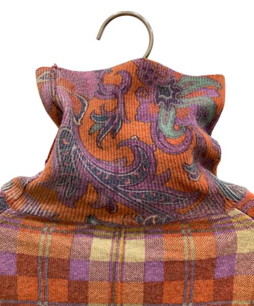 ETRO（エトロ）ETRO (エトロ) カシミヤブレンドタートルネックニット ブラウン×パープル サイズ:SIZE 44の古着・服飾アイテム
