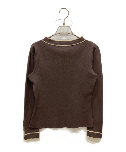 M'S GRACY（エムズグレイシー）M'S GRACY (エムズグレイシー) ポール釦配色ニット ブラウン サイズ:38の古着・服飾アイテム