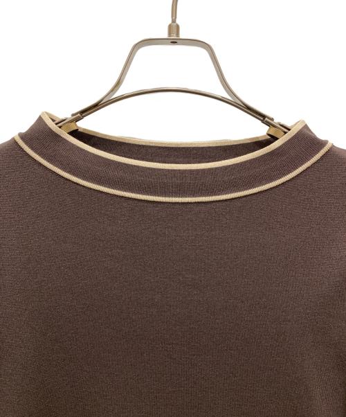 M'S GRACY（エムズグレイシー）M'S GRACY (エムズグレイシー) ポール釦配色ニット ブラウン サイズ:38の古着・服飾アイテム