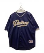 Majesticマジェスティック）の古着「90ｓベースボールシャツ」｜ネイビー