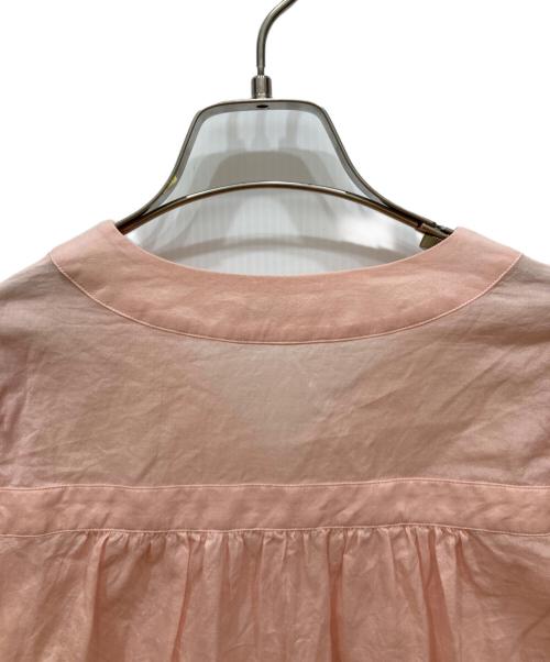 mina perhonen（ミナ ペルホネン）mina perhonen (ミナ ペルホネン) valoaコットンシルクフリルブラウス ピンク サイズ:38の古着・服飾アイテム