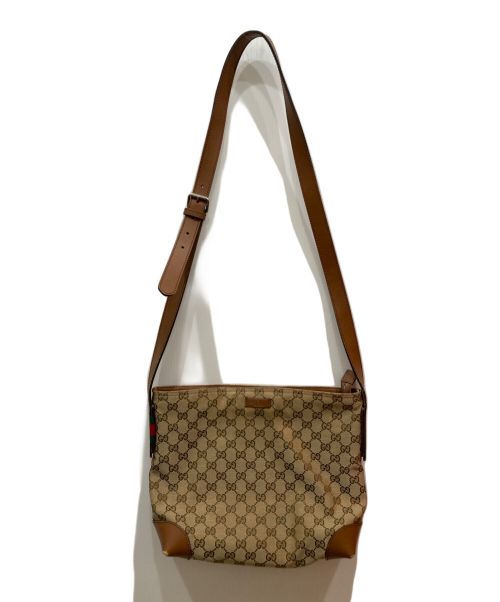 GUCCI（グッチ）GUCCI (グッチ) GGキャンバスショルダーバッグ ブラウンの古着・服飾アイテム