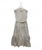 HER LIP TOハーリップトゥ）の古着「Lace Trimming Stripe Shirt Dress」｜ホワイト