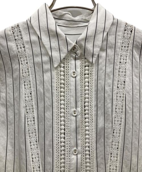 HER LIP TO（ハーリップトゥ）Her lip to (ハーリップトゥ) Lace Trimming Stripe Shirt Dress ホワイト サイズ:Sの古着・服飾アイテム