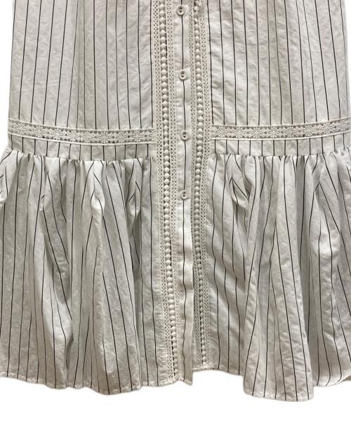 HER LIP TO（ハーリップトゥ）Her lip to (ハーリップトゥ) Lace Trimming Stripe Shirt Dress ホワイト サイズ:Sの古着・服飾アイテム