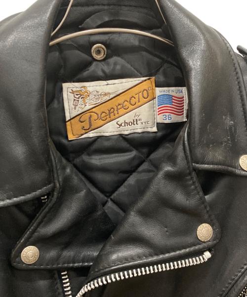 Schott（ショット）shott (ショット) ダブルライダースレザージャケット ブラック サイズ:36の古着・服飾アイテム
