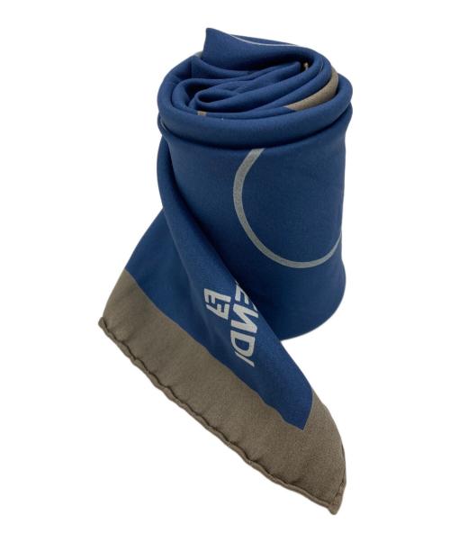 FENDI（フェンディ）FENDI (フェンディ) シルクスカーフ ネイビー×ブラウンの古着・服飾アイテム