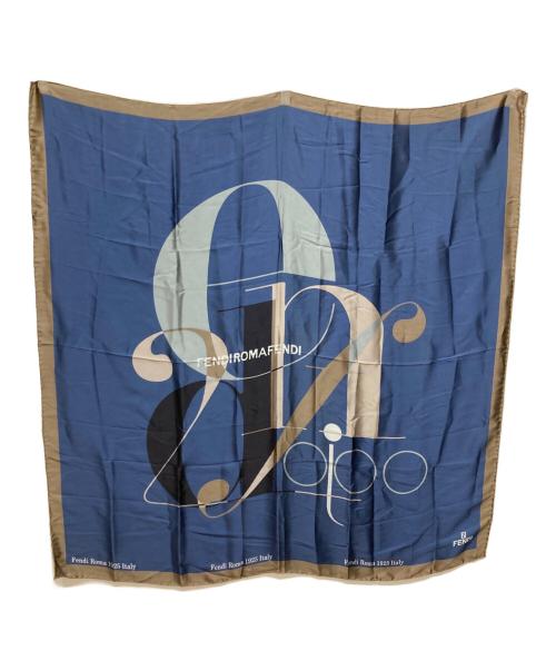FENDI（フェンディ）FENDI (フェンディ) シルクスカーフ ネイビー×ブラウンの古着・服飾アイテム