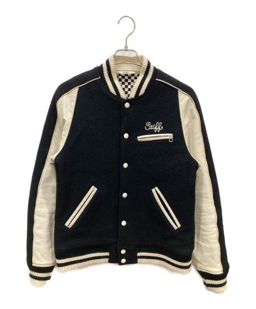 STIFF（スティッフ）STIFF (スティッフ) レザー切替スタジャン ブラック×ホワイト サイズ:SIZE Mの古着・服飾アイテム