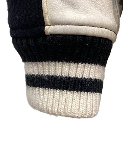 STIFF（スティッフ）STIFF (スティッフ) レザー切替スタジャン ブラック×ホワイト サイズ:SIZE Mの古着・服飾アイテム