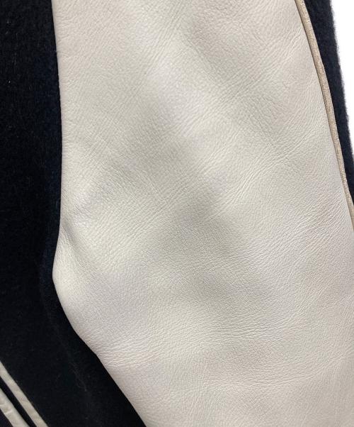 STIFF（スティッフ）STIFF (スティッフ) レザー切替スタジャン ブラック×ホワイト サイズ:SIZE Mの古着・服飾アイテム