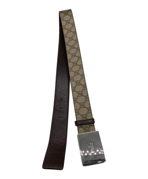 GUCCI（グッチ）GUCCI (グッチ) ロゴレザーベルト ブラウン サイズ:34の古着・服飾アイテム