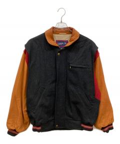 JUN MEN ジュンメン 　スタジアムジャンパー　赤×黒　M 中古・古着通販】JUN MEN (ジュンメン) ウールスタジャン ブラック