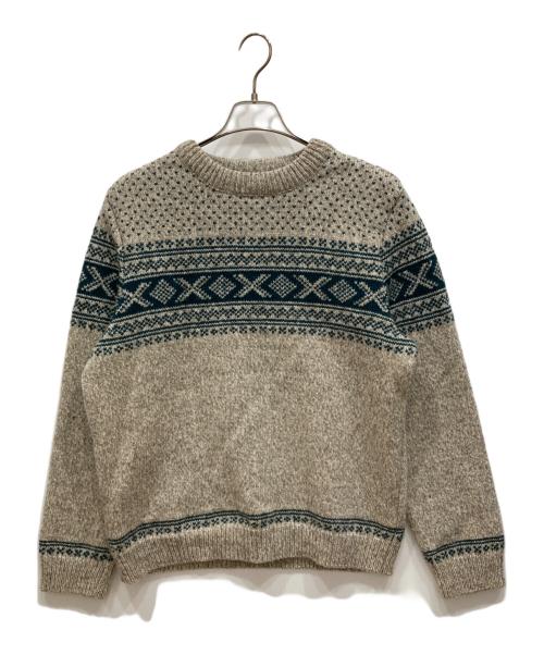 L.L.Bean（エルエルビーン）L.L.Bean (エルエルビーン) ニット ベージュ×グリーン サイズ:Mの古着・服飾アイテム