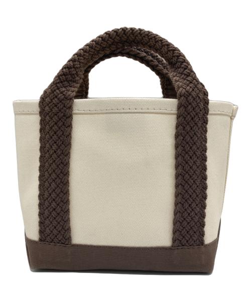 L.L.Bean（エルエルビーン）L.L.Bean (エルエルビーン) ミニキャンバスハンドバッグ アイボリー×ブラウンの古着・服飾アイテム