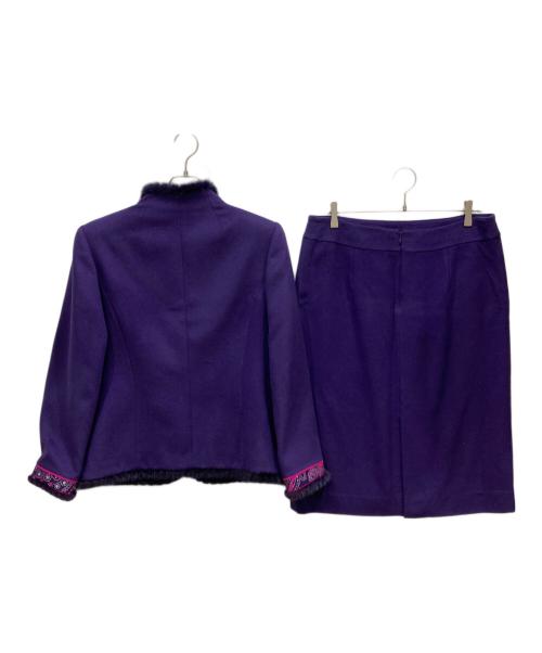 LEONARD（レオナール）LEONARD (レオナール) ミンクファーカシミヤセットアップ パープル サイズ:XLの古着・服飾アイテム