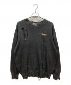 90909090）の古着「OG Logo Boro Crewneck Knit」｜グレー