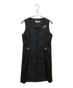 Super Beautyスーパービューティ）の古着「キルティングジャガードロングジレ」｜ブラック