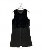 maggy londonマギーロンドン）の古着「ファー切替ロングジレ」｜ブラック