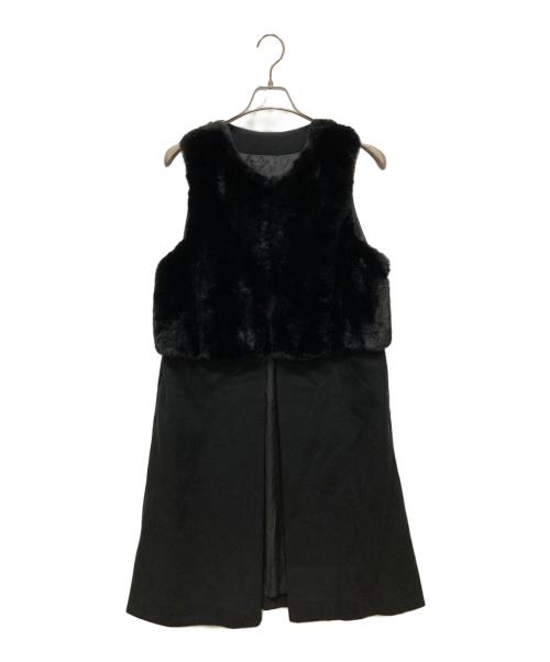 maggy london（マギーロンドン）maggy london (マギーロンドン) ファー切替ロングジレ ブラック サイズ:	SIZE M 未使用品の古着・服飾アイテム