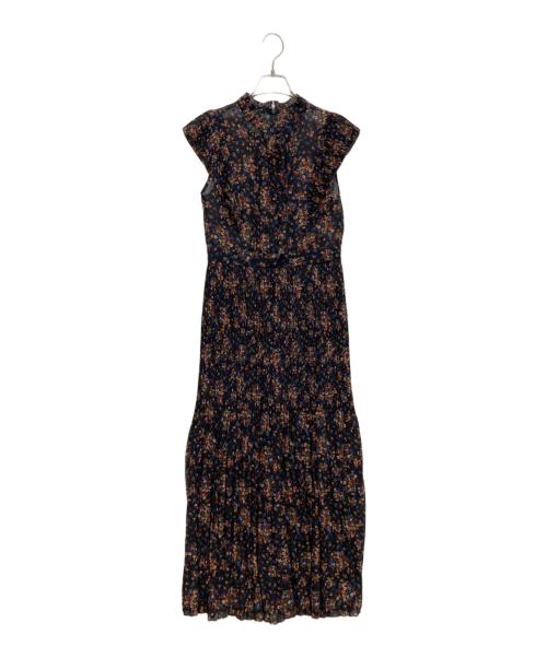 FRAY ID（フレイ アイディー）FRAY ID (フレイ アイディー) プリーツシフォンプリントワンピース ネイビー サイズ:1 未使用品の古着・服飾アイテム