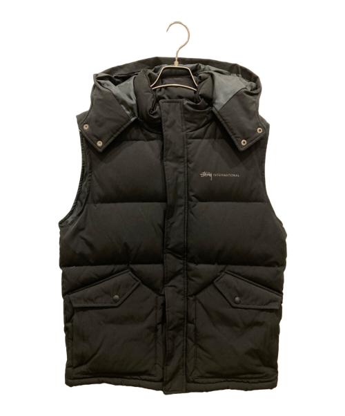 stussy（ステューシー）stussy (ステューシー) ロゴ刺繍2WAYダウンベスト ブラック サイズ:Ⅼの古着・服飾アイテム