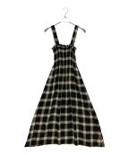 MM6 Maison Margielaエムエムシックスメゾンマルジェラ）の古着「チェックノースリーブワンピース」｜ブラック