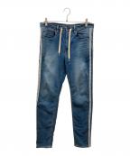 Hysteric Glamourヒステリックグラマー）の古着「'BACK PILE ISKO'サイドライン イージーパンツ」｜インディゴ