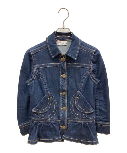 RED VALENTINO（レッドヴァレンティノ）RED VALENTINO (レッドヴァレンティノ) フリルデニムジャケット インディゴ サイズ:40の古着・服飾アイテム
