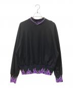 NEON SIGN×o×LAMBADAネオンサイン×オー×）の古着「ファイアーパターンジャージ」｜ブラック