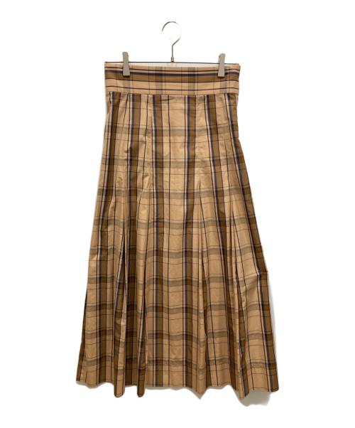 SCYE（サイ）SCYE (サイ) チェックロングスカート ベージュ×ブラウン サイズ:36の古着・服飾アイテム