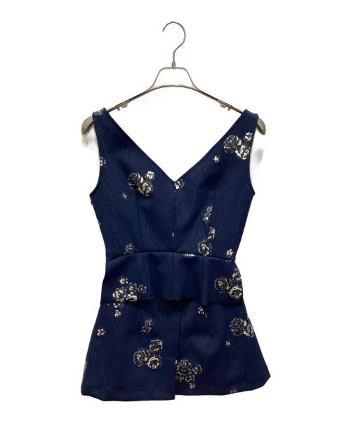 TOGA ARCHIVES（トーガアーカイブス）TOGA ARCHIVES (トーガアーカイブス) 総柄ノースリーブブラウス ネイビー サイズ:	SIZE 36の古着・服飾アイテム