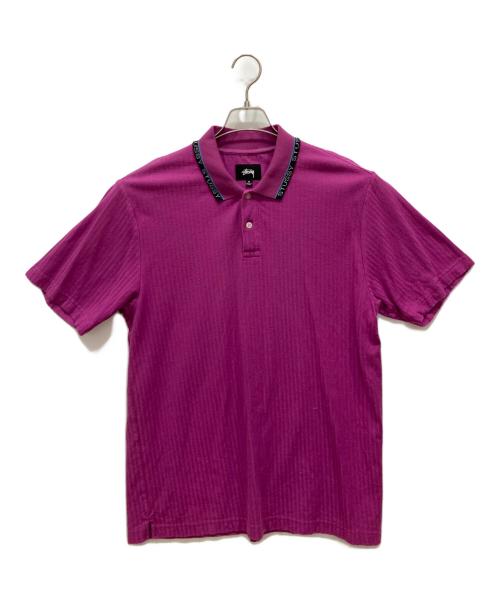 stussy（ステューシー）stussy (ステューシー) 襟ロゴ刺繍ポロシャツ パープル サイズ:Ⅿの古着・服飾アイテム
