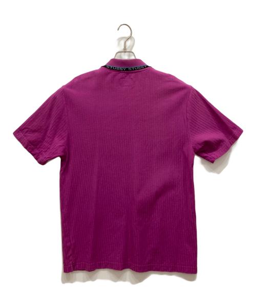 stussy（ステューシー）stussy (ステューシー) 襟ロゴ刺繍ポロシャツ パープル サイズ:Ⅿの古着・服飾アイテム