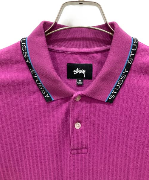 stussy（ステューシー）stussy (ステューシー) 襟ロゴ刺繍ポロシャツ パープル サイズ:Ⅿの古着・服飾アイテム